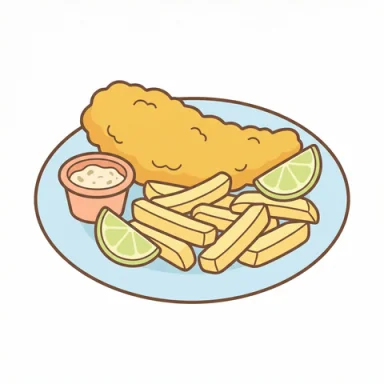 Fish and chips AAC picture communication symbol