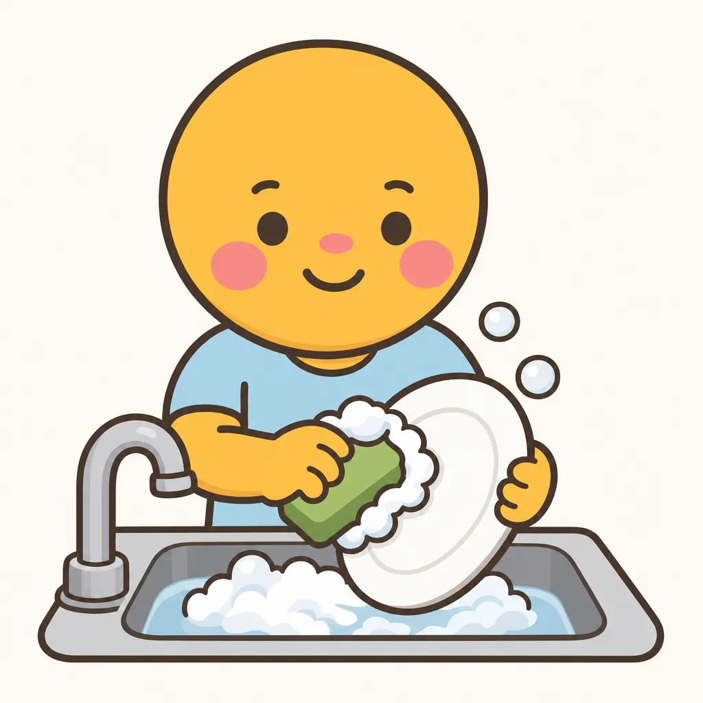 Wash dishes AAC picture communication symbol